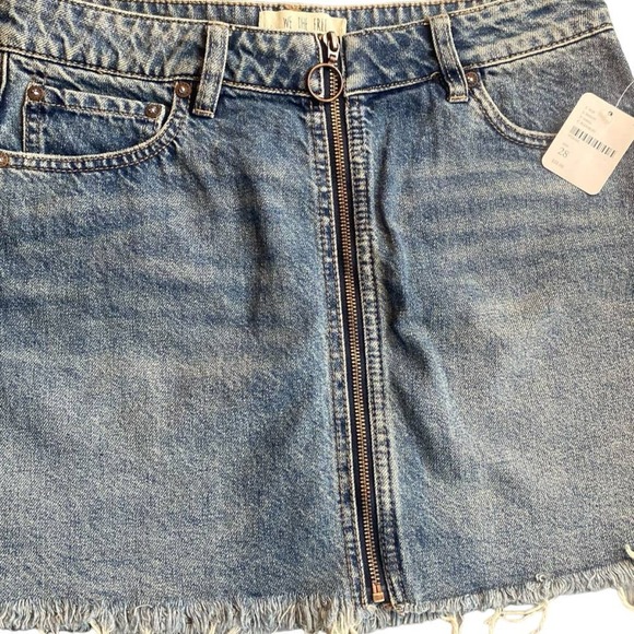 Free People We The Free Blue Denim Zip Front Mini Skirt NWT - Picture 6 of 10